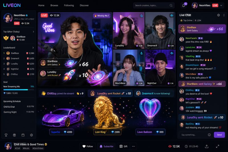 91网页浏览器实时直播互动界面,创作者与粉丝零距离实时交流